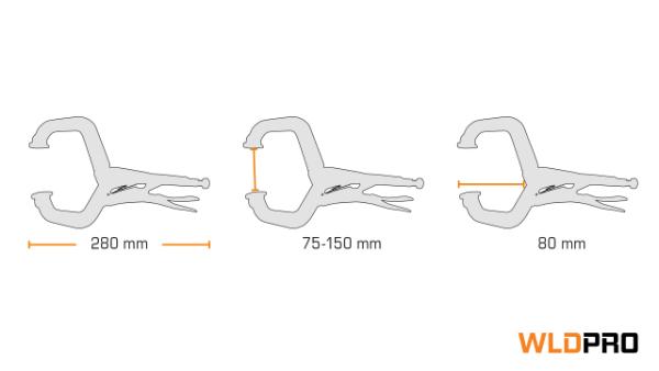 Svetstång D8 förskjuta C-typ med rörliga käftar (280 mm / 11